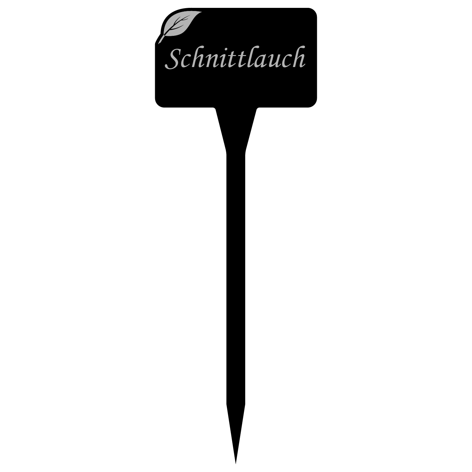 Pflanzschild Eckig schwarz mit Motivgravur